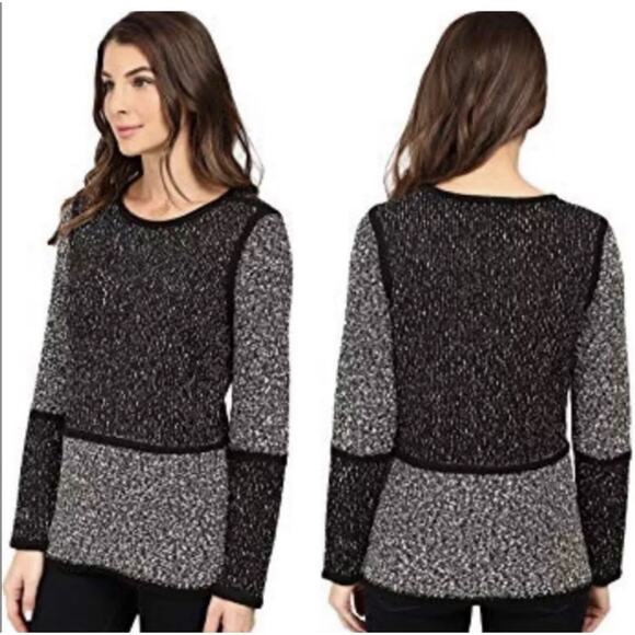 Calvin Klein Black & White Colorblock Long Sleeve Pullover Sweater Sz M‎ - Picture 1 of 7